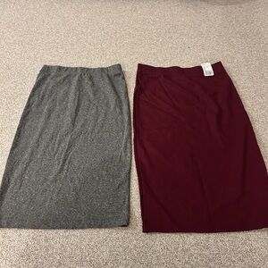 Gray and Burgundy Women's Skirt Set